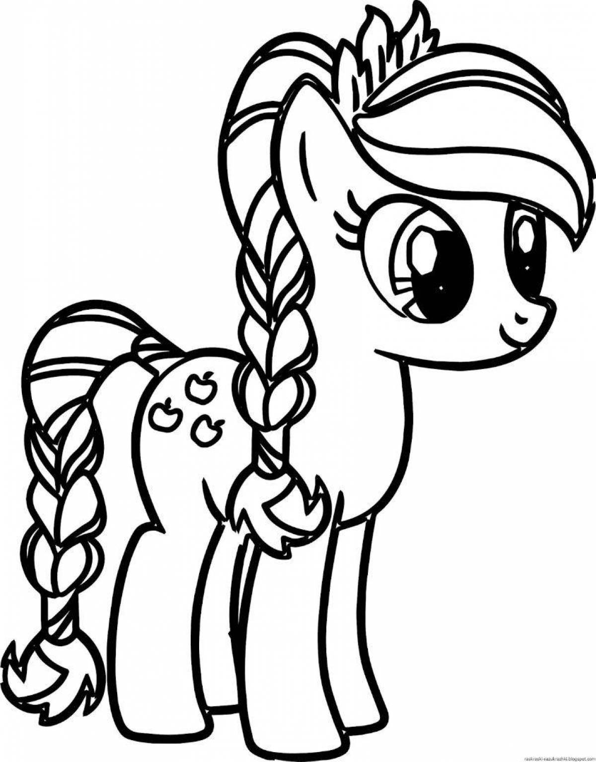 Animated pony coloring page for 4-5 year olds