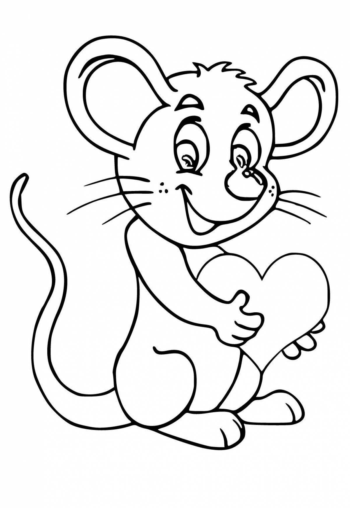 Красочная раскраска мышь для детей 3-4 лет