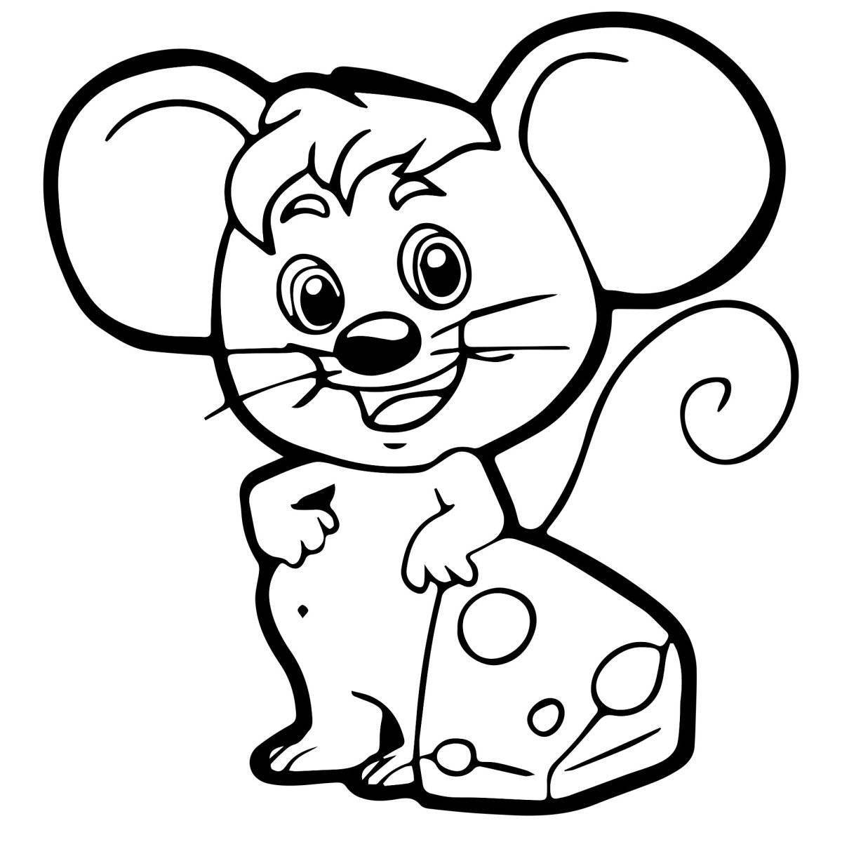 Гламурная раскраска мышь для детей 3-4 лет