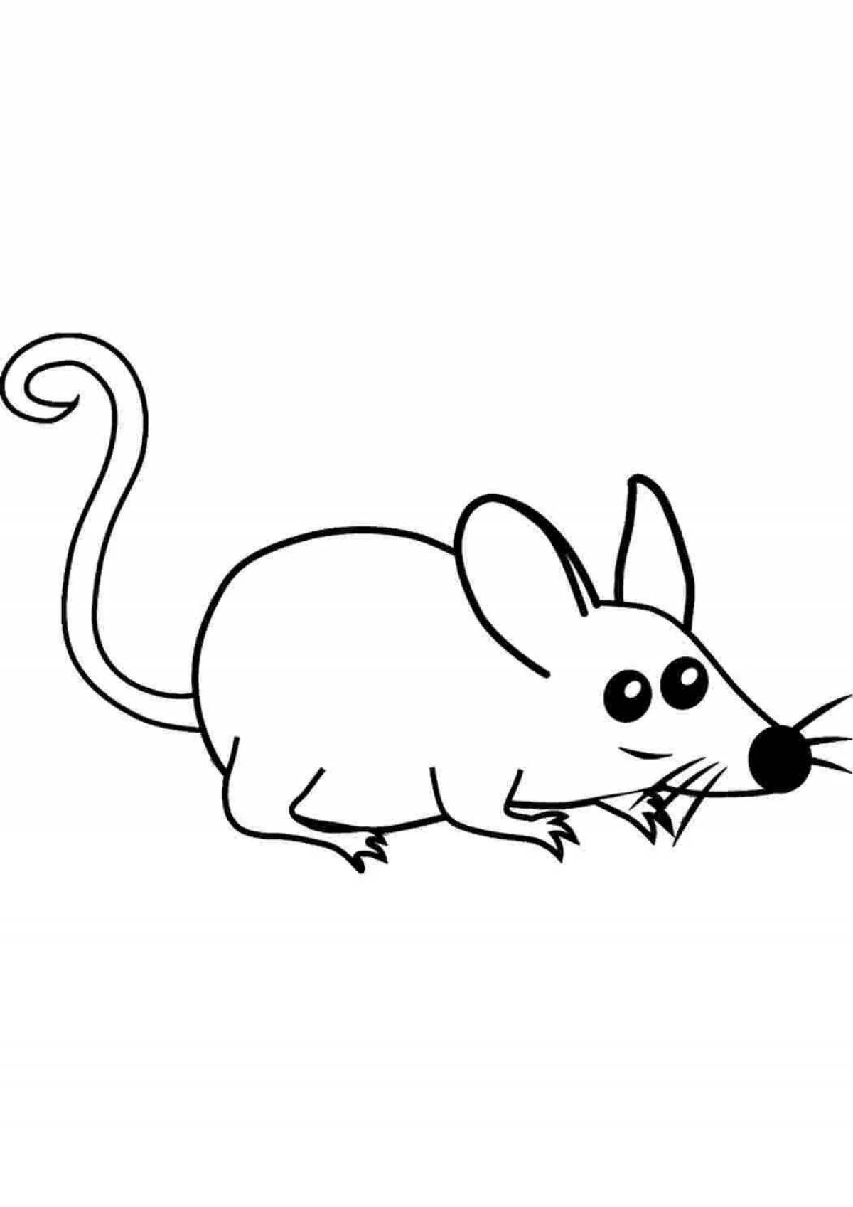 Милая раскраска мышь для детей 3-4 лет