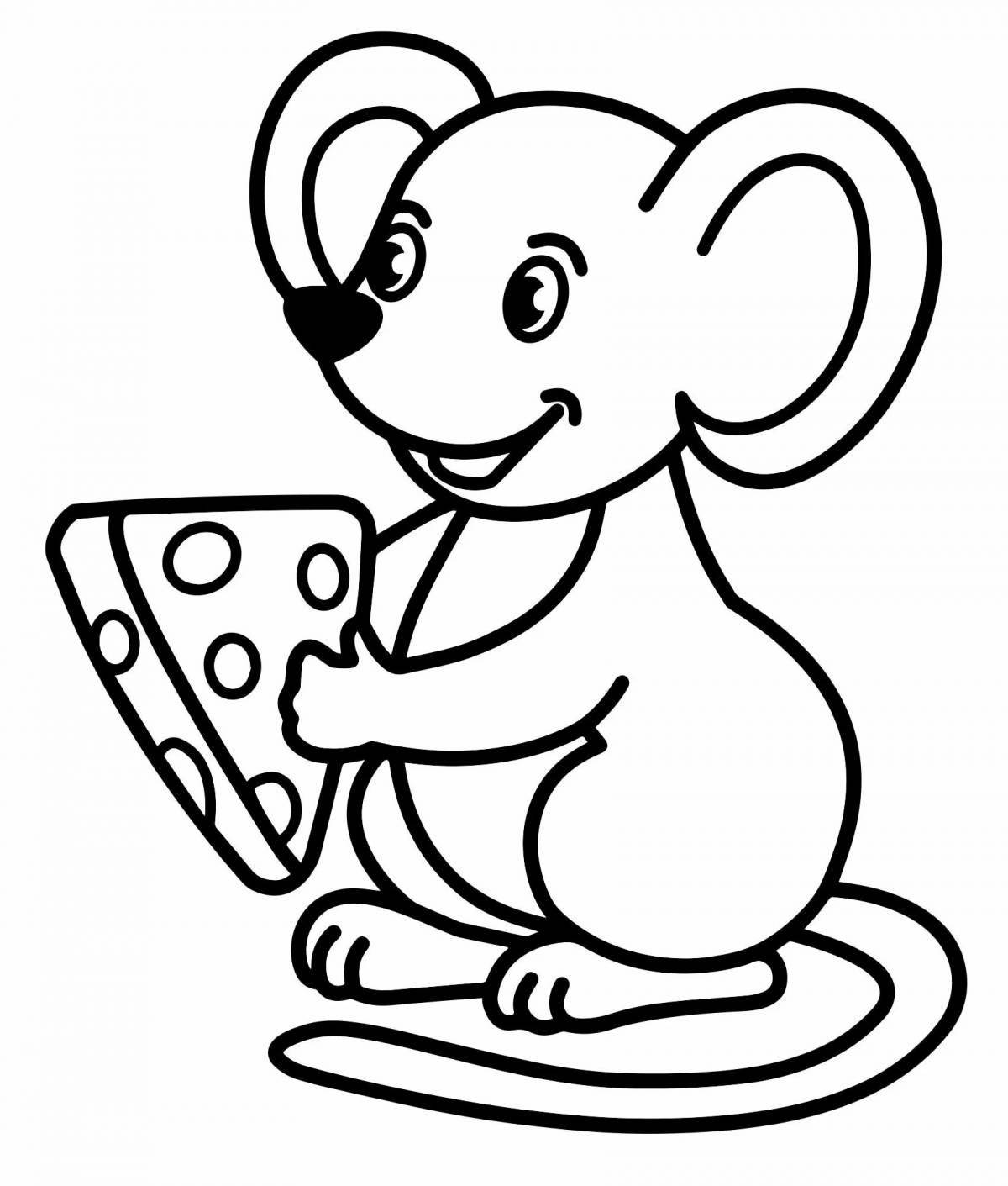 Young coloring mouse for children 3-4 years old