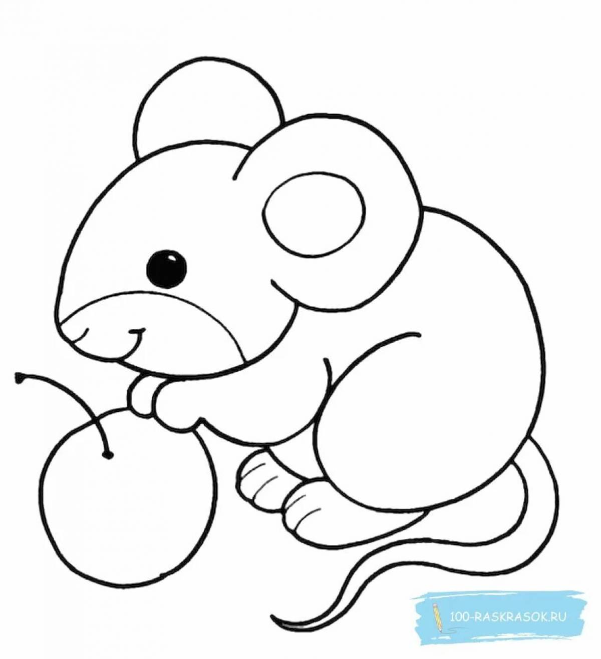 Ослепительная раскраска мышь для детей 3-4 лет