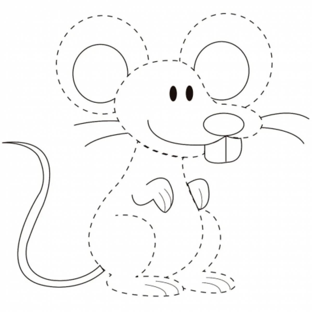 Fun coloring mouse for children 3-4 years old