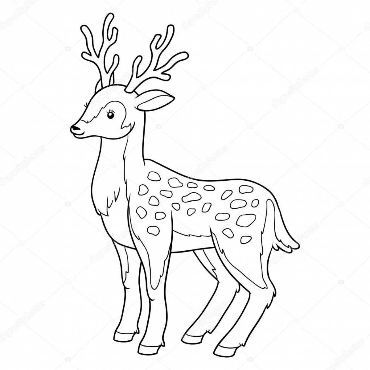 Glitter coloring deer for children 6-7 years old