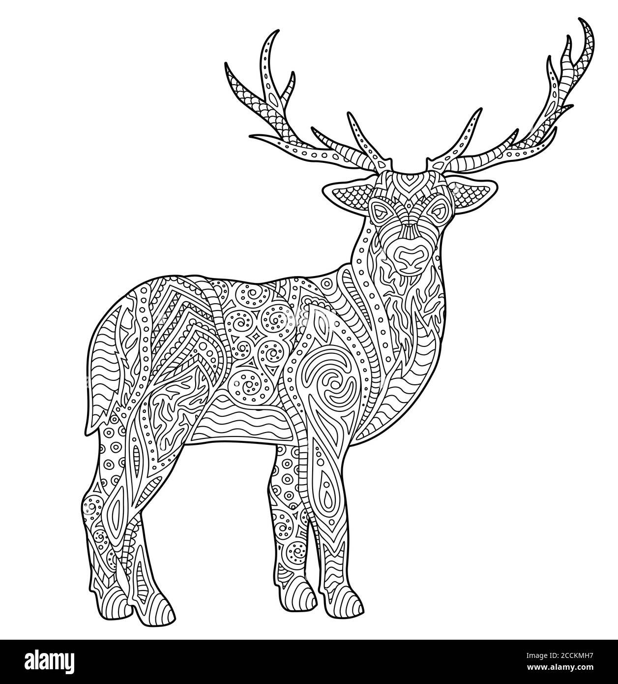 Exotic deer coloring book for children 6-7 years old