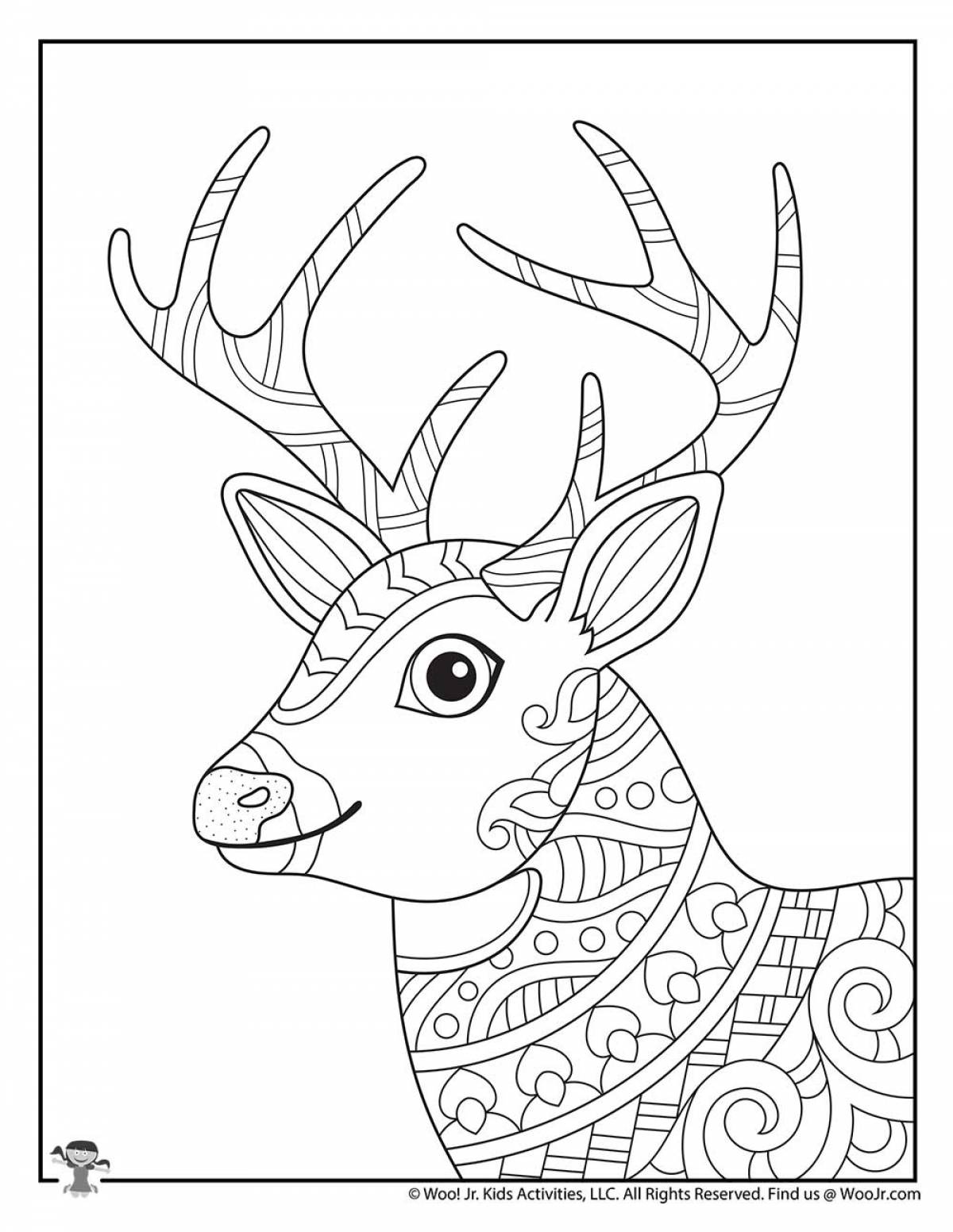 Serene deer coloring book for children 6-7 years old