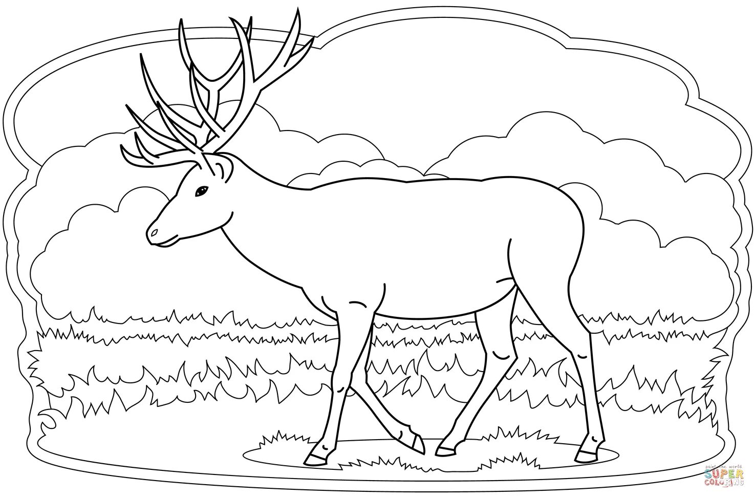 Poetic coloring deer for children 6-7 years old