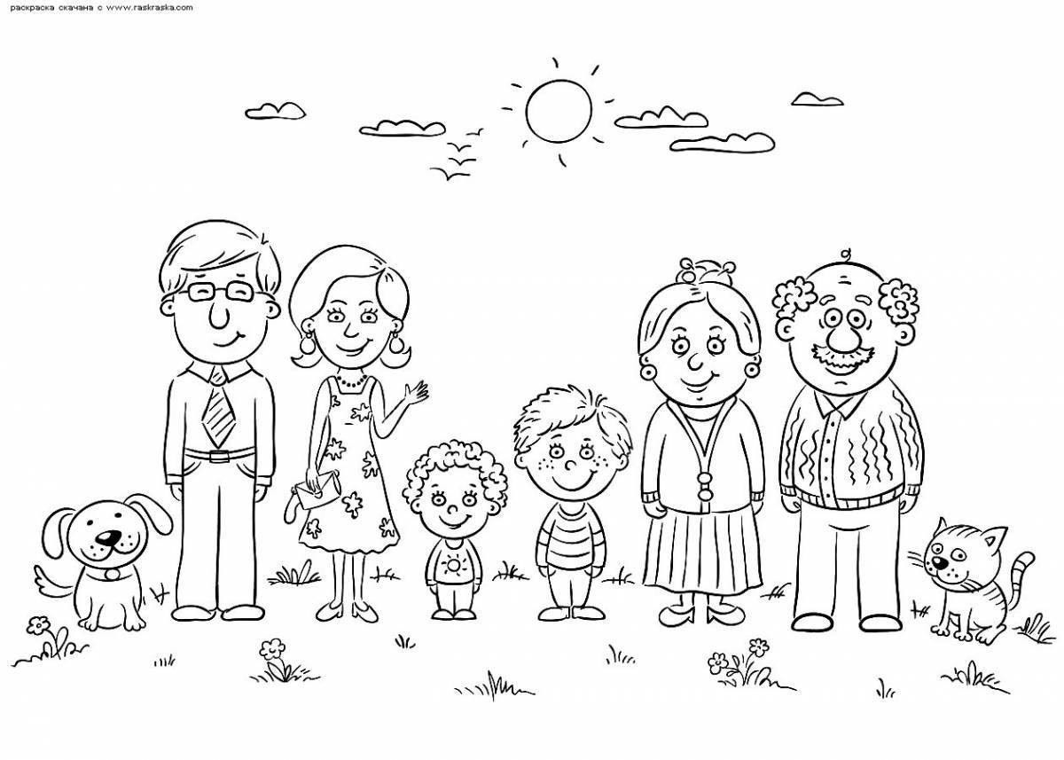 Cute family coloring book