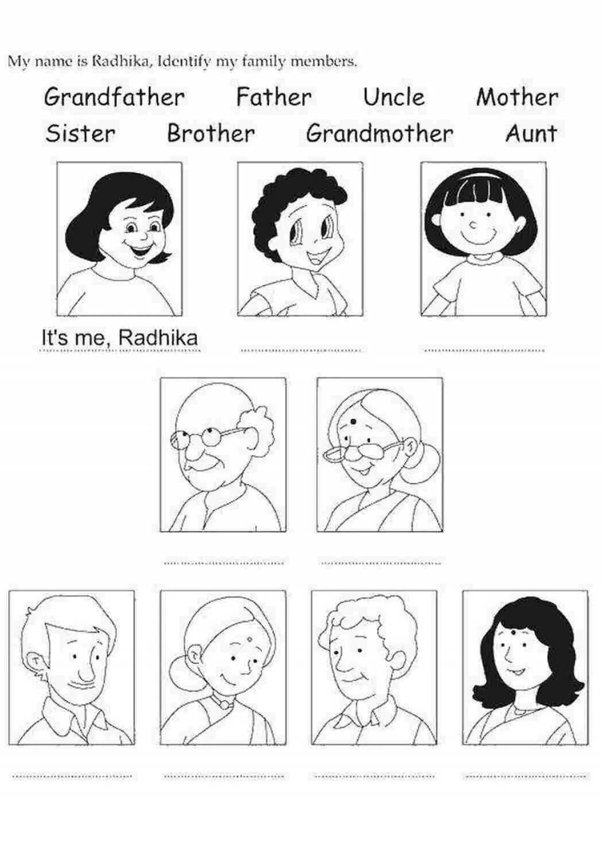 Grinning family coloring book