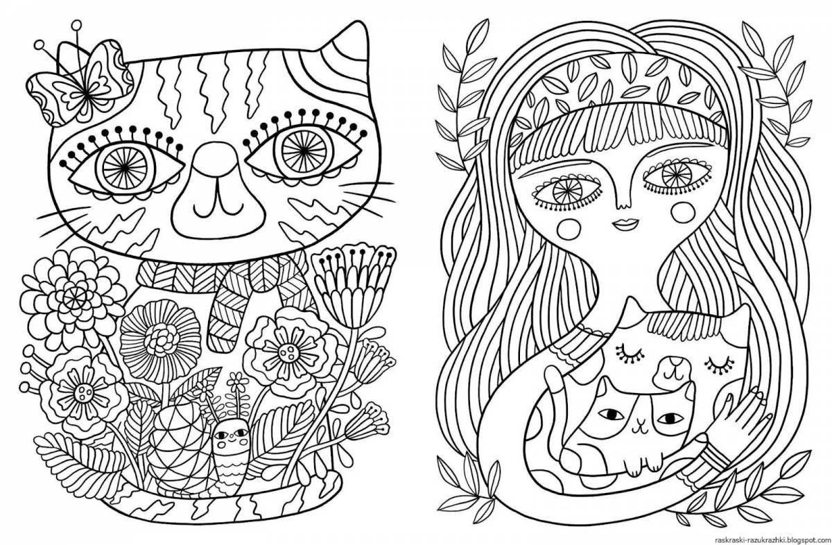 Great anti-stress coloring book for girls 10-12 years old
