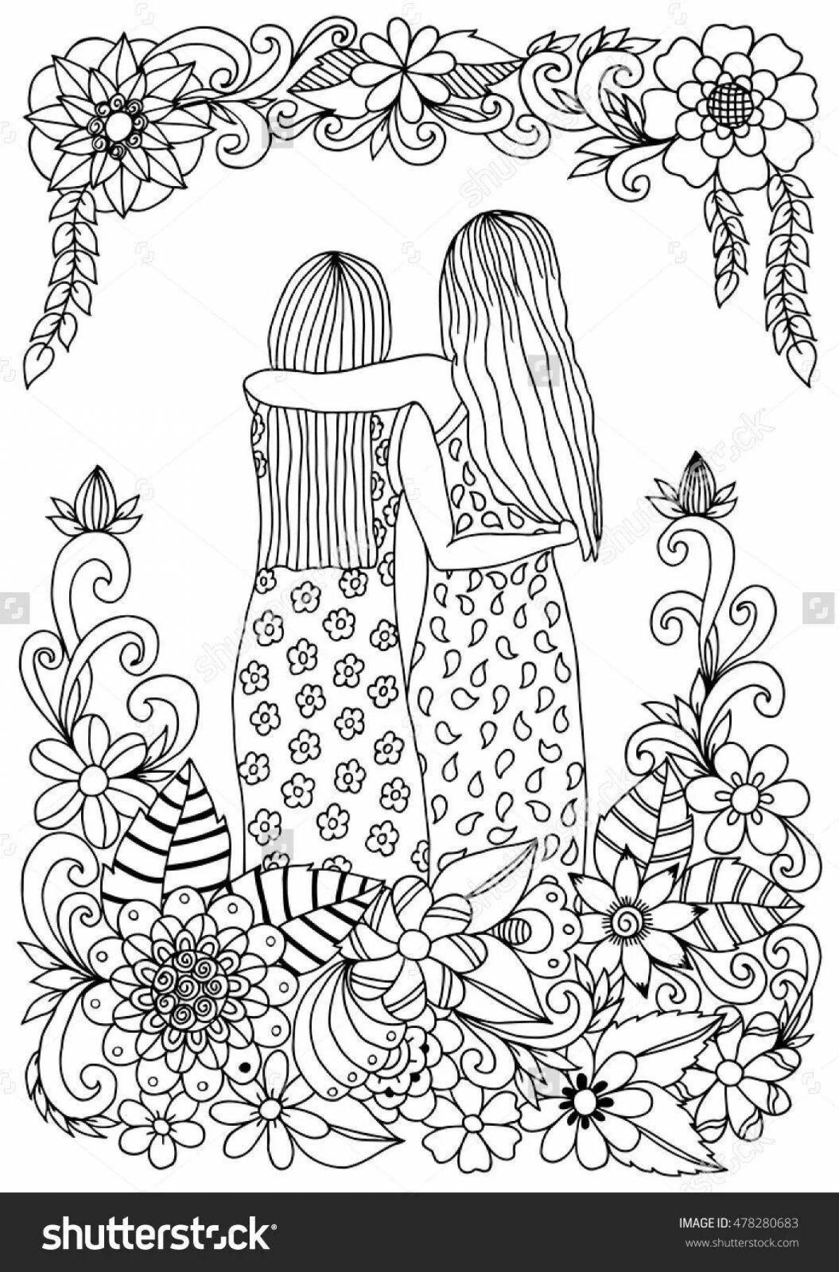 Inviting anti-stress coloring book for girls 10-12 years old