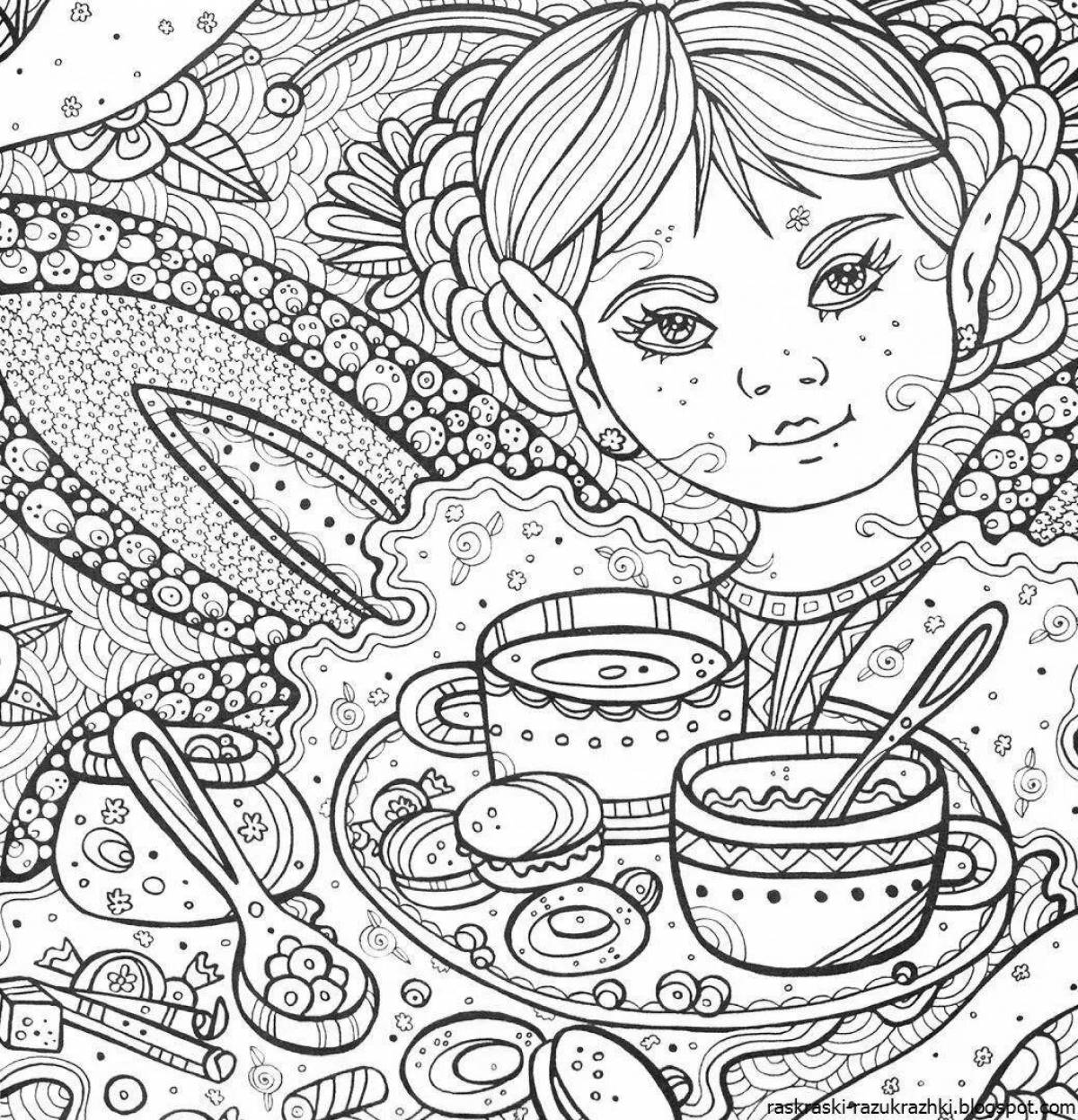 Exotic anti-stress coloring book for girls 10-12 years old