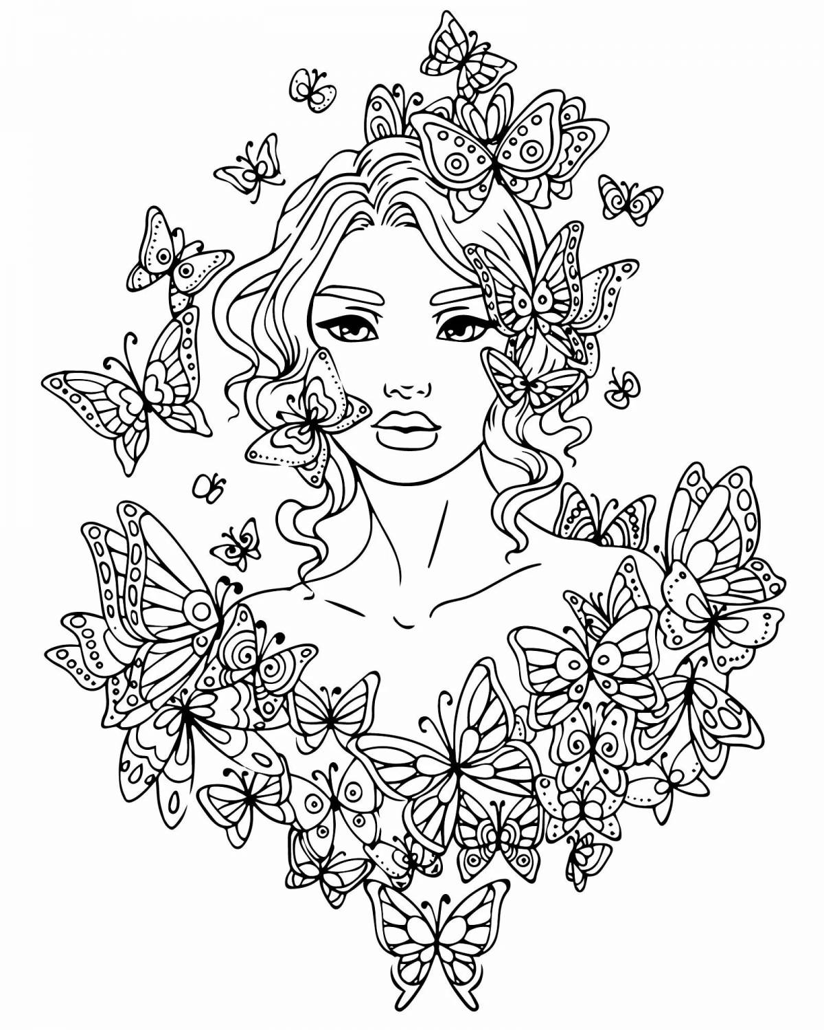 Exciting anti-stress coloring book for girls 10-12 years old