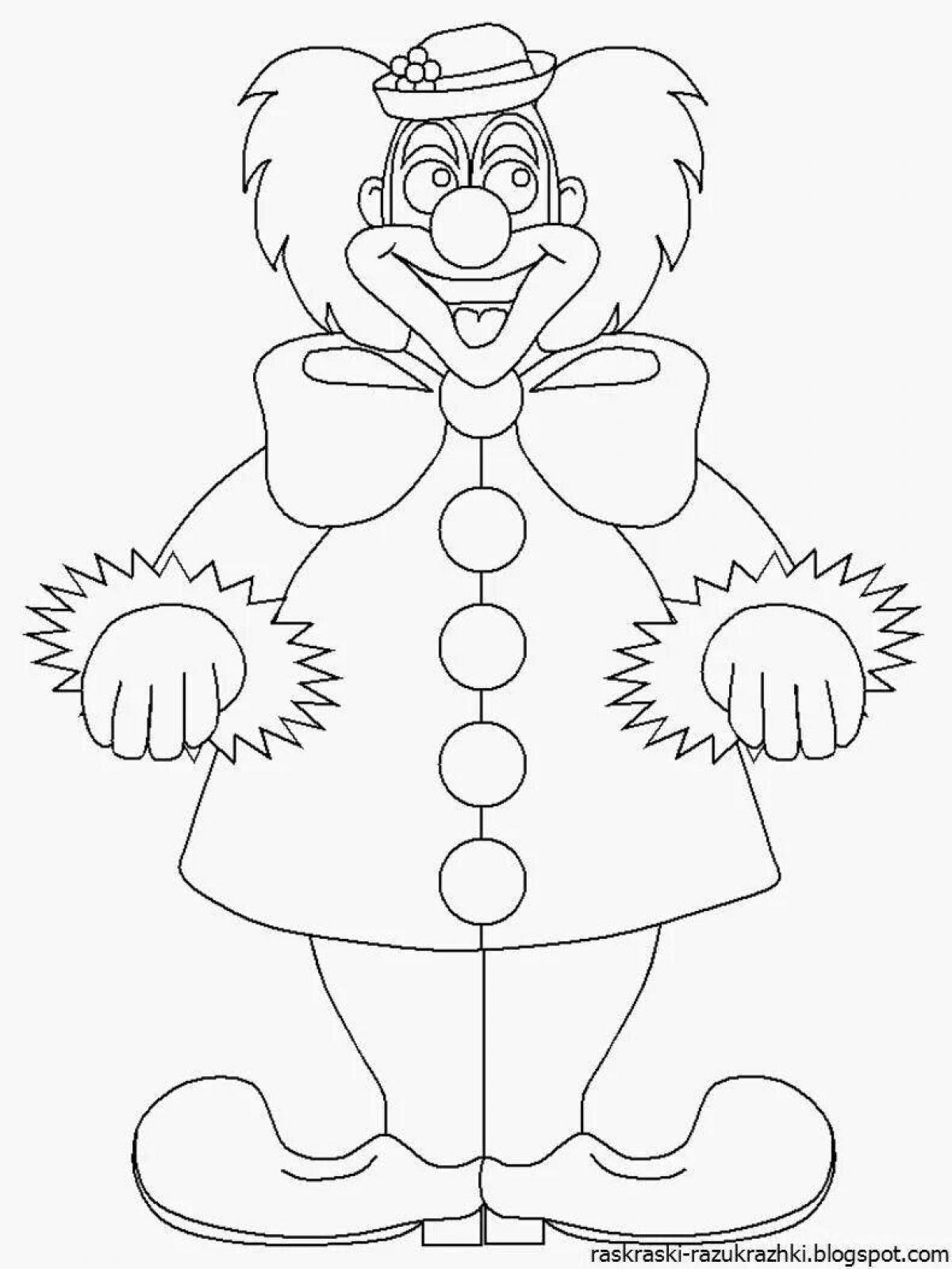 Colorful clown coloring book for 6-7 year olds