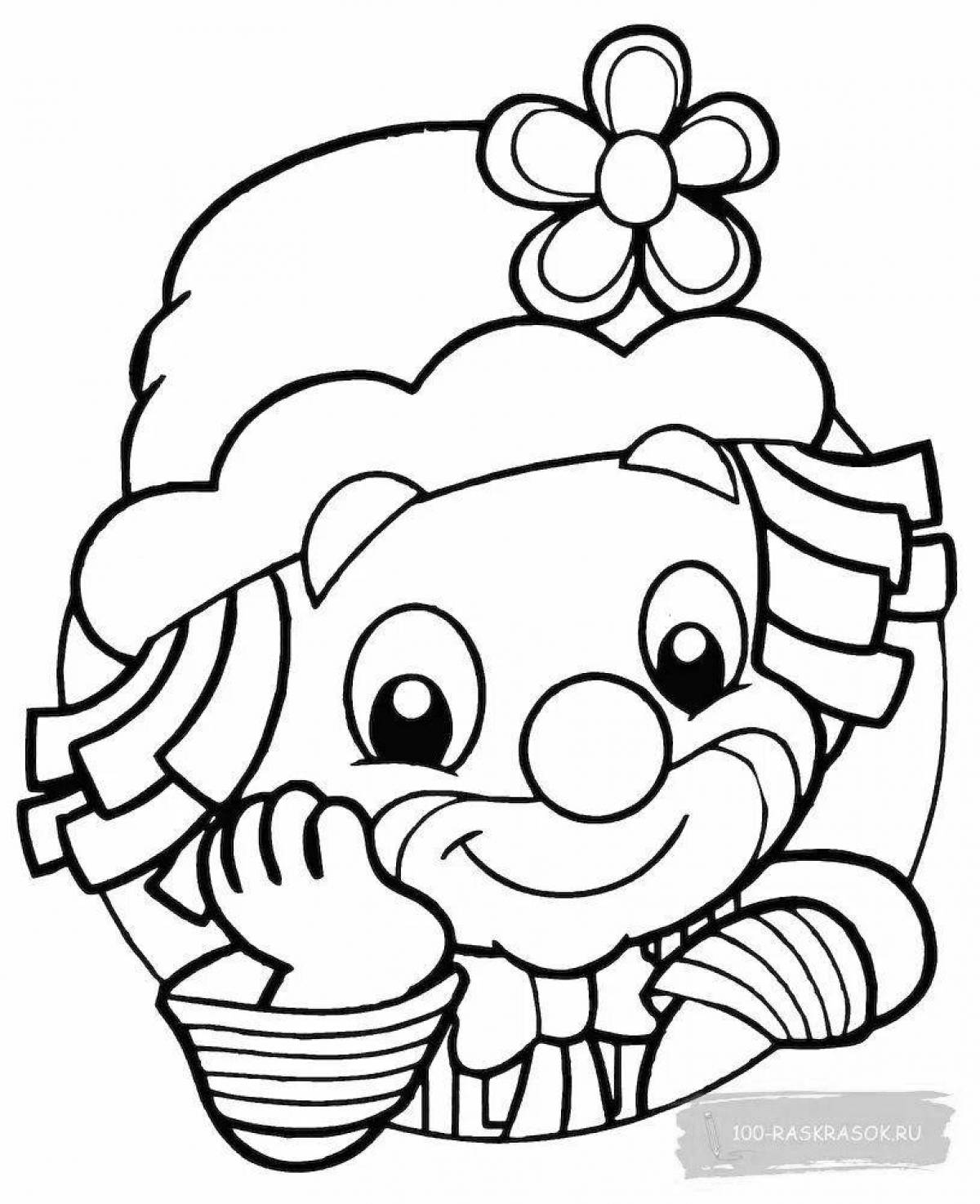 Colouring bright clown for children 6-7 years old