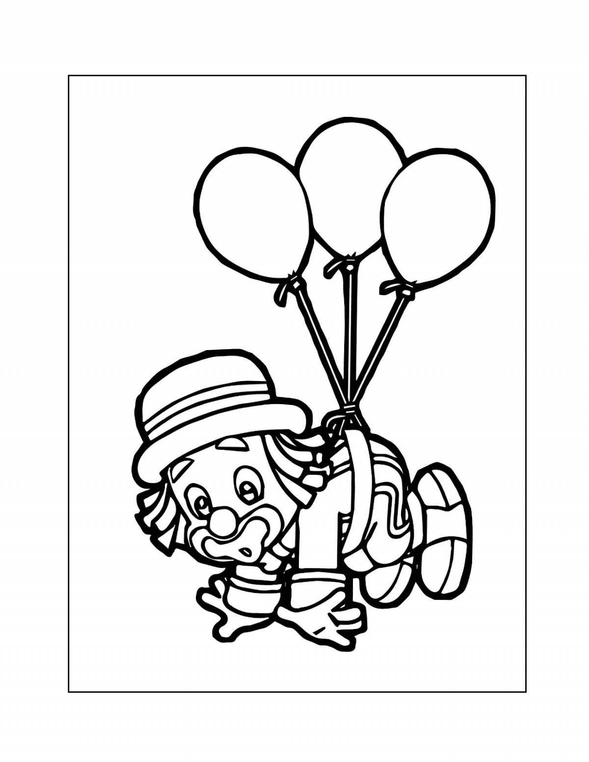Coloring book charming clown for children 6-7 years old