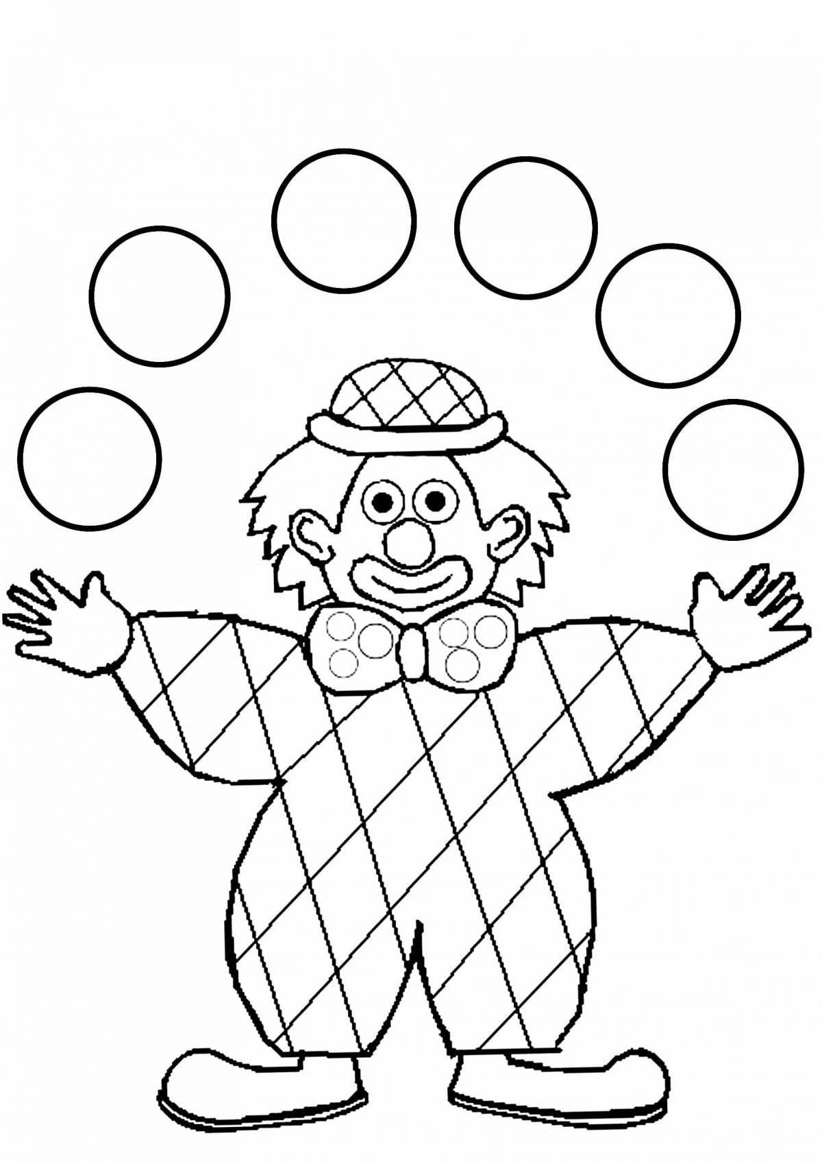Colorful clown coloring for children 6-7 years old