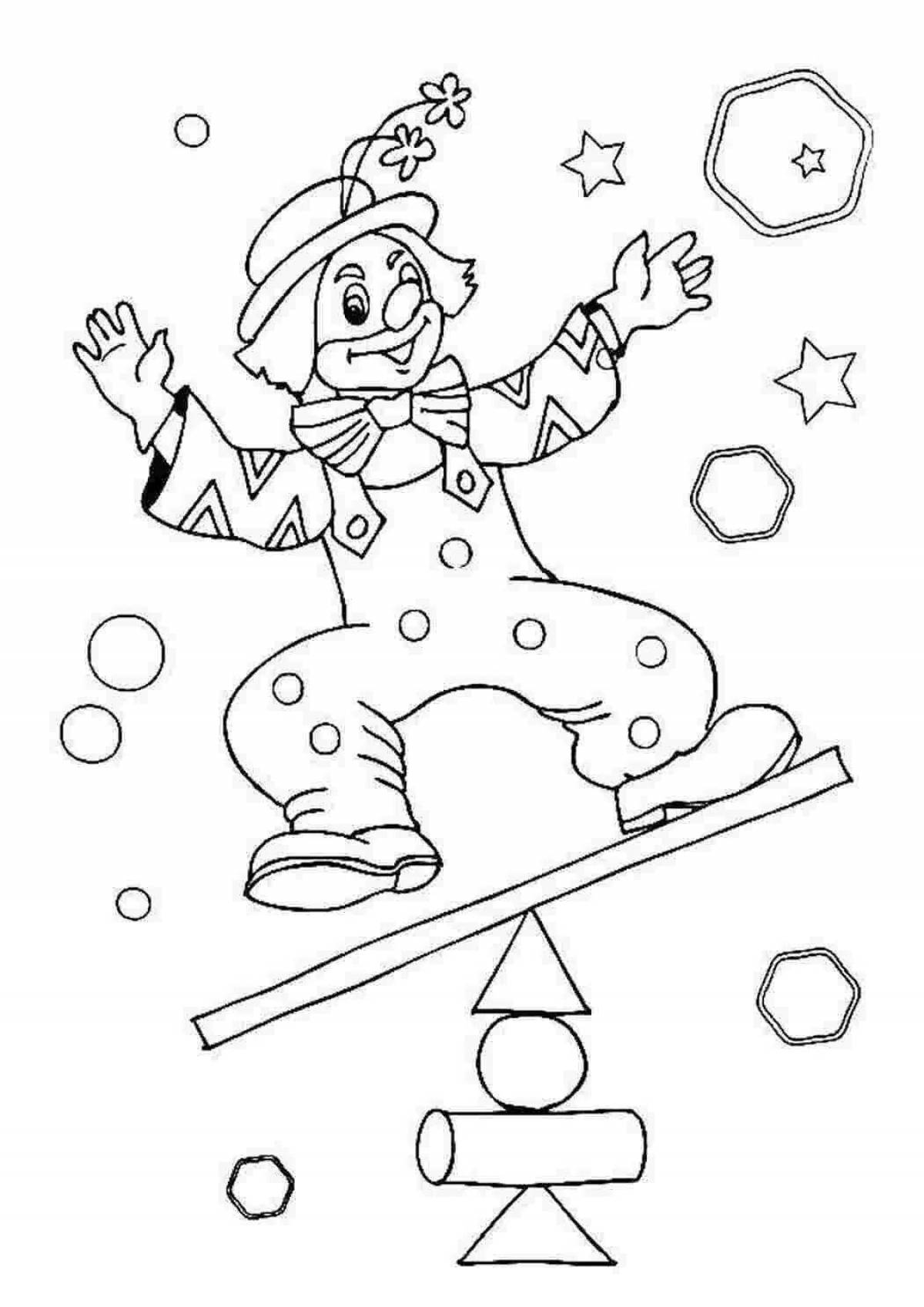 Humorous clown coloring for children 6-7 years old