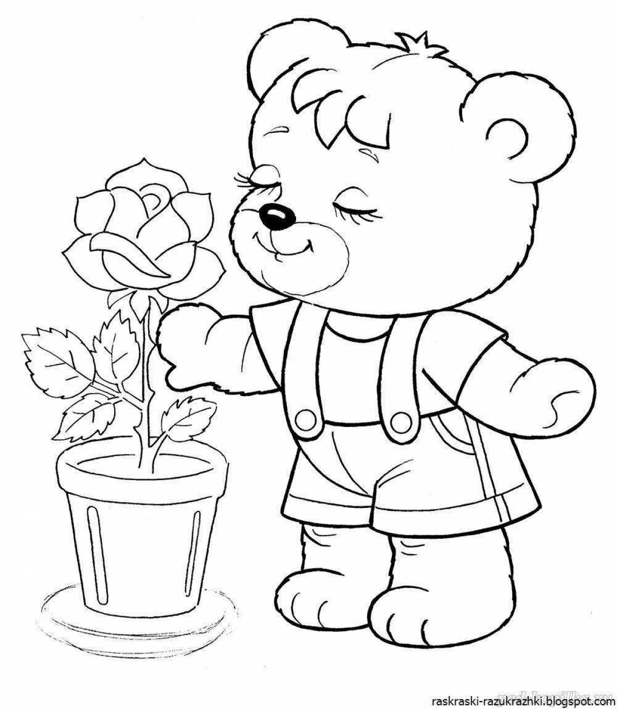 Adorable bear coloring book for children 5-6 years old