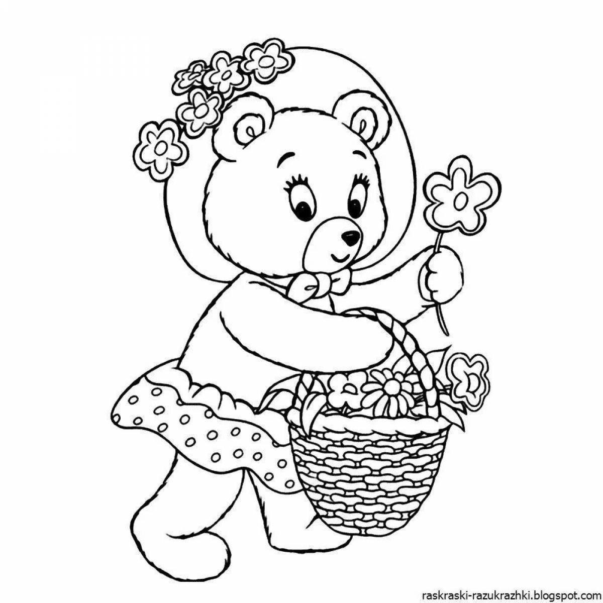 Fairy coloring bear for children 5-6 years old