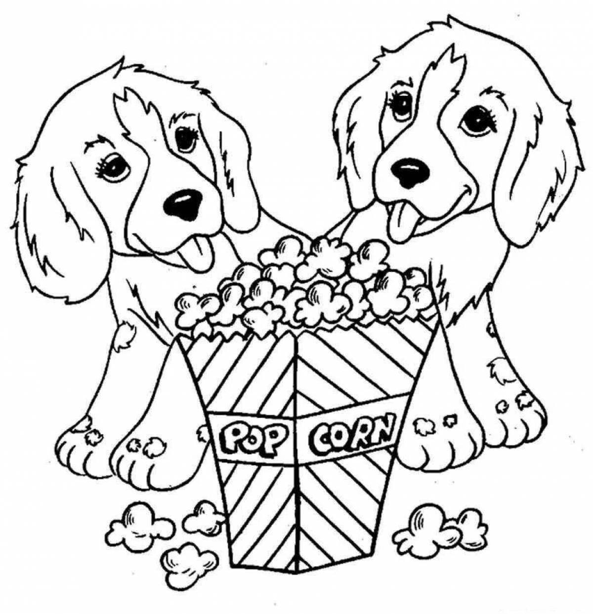 Cute dog coloring book for 7-8 year olds