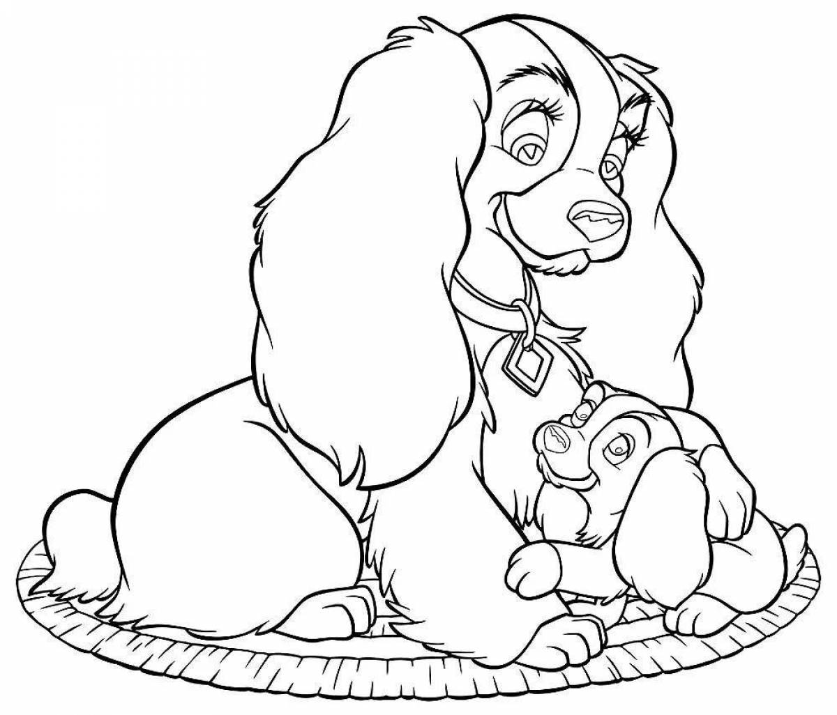 Entertaining dog coloring book for children 7-8 years old