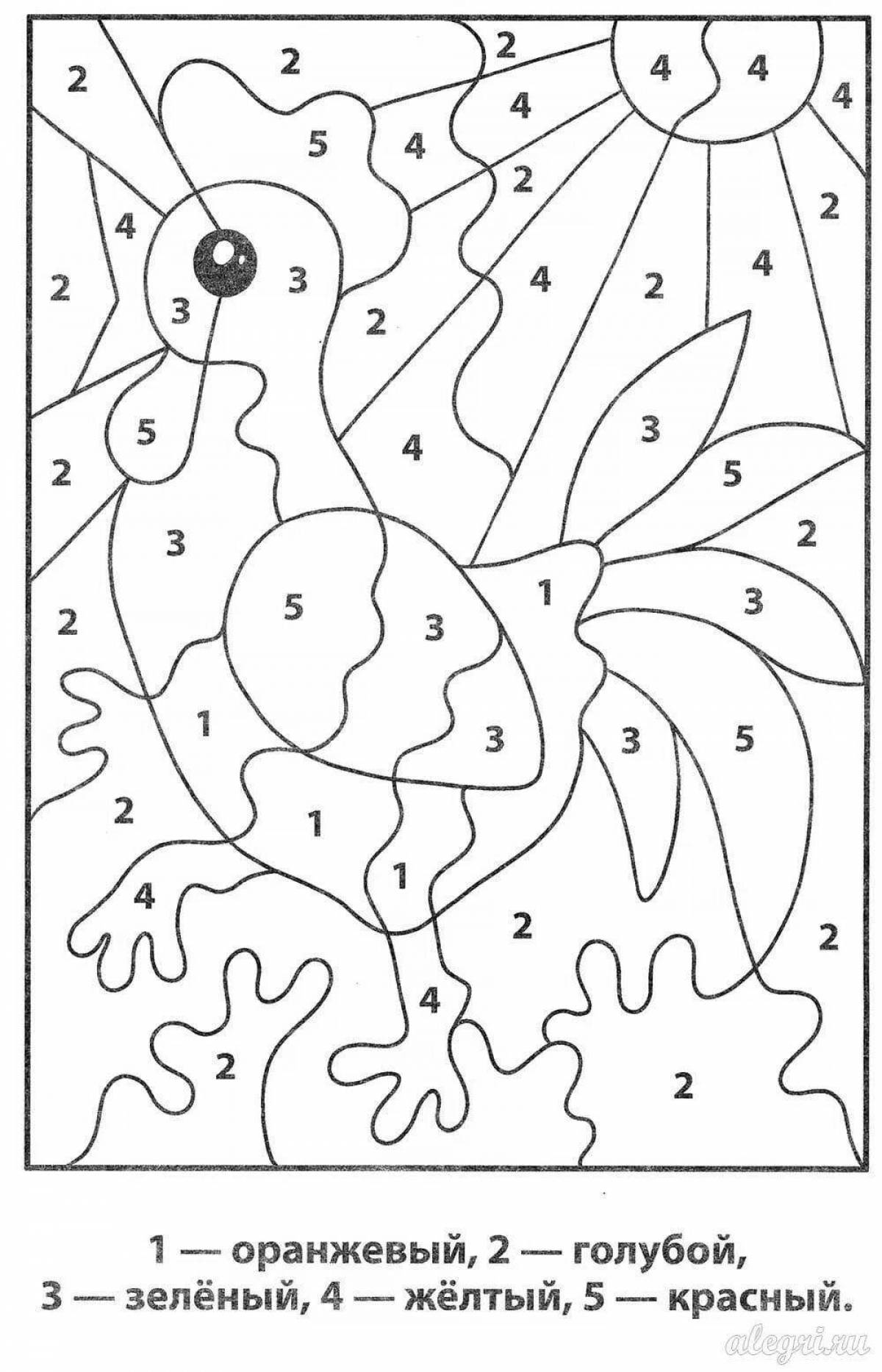 Joyful coloring by numbers for children 6 years old