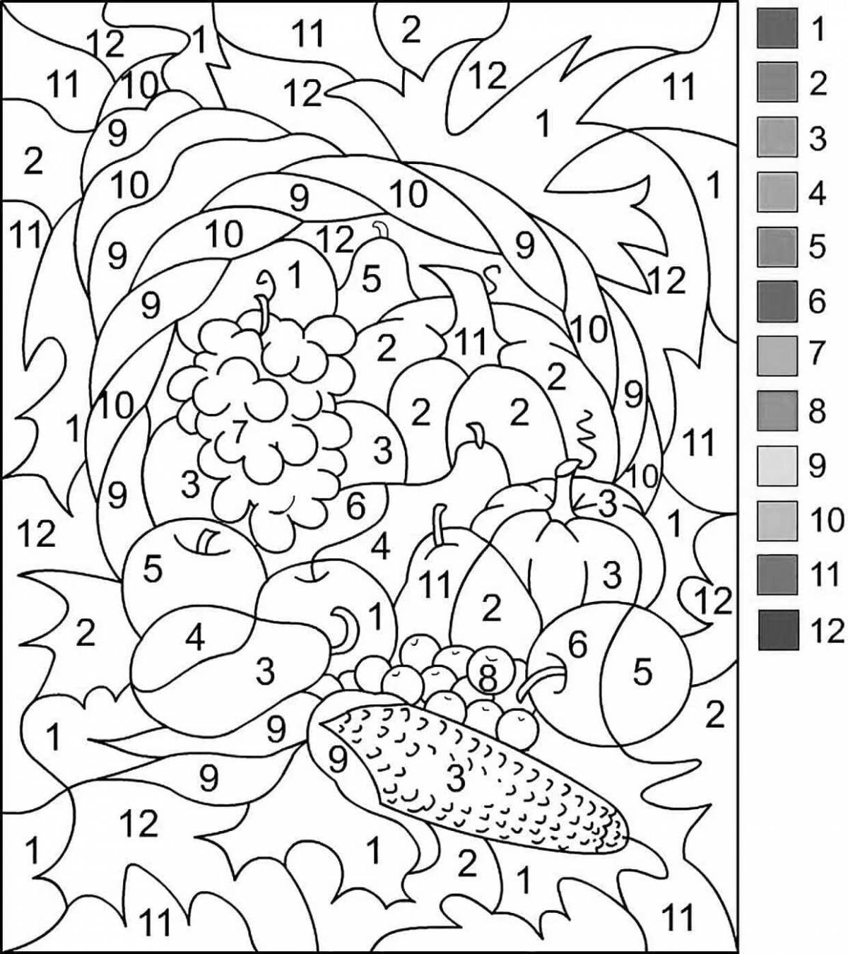 Explosive coloring by numbers for children 6 years old