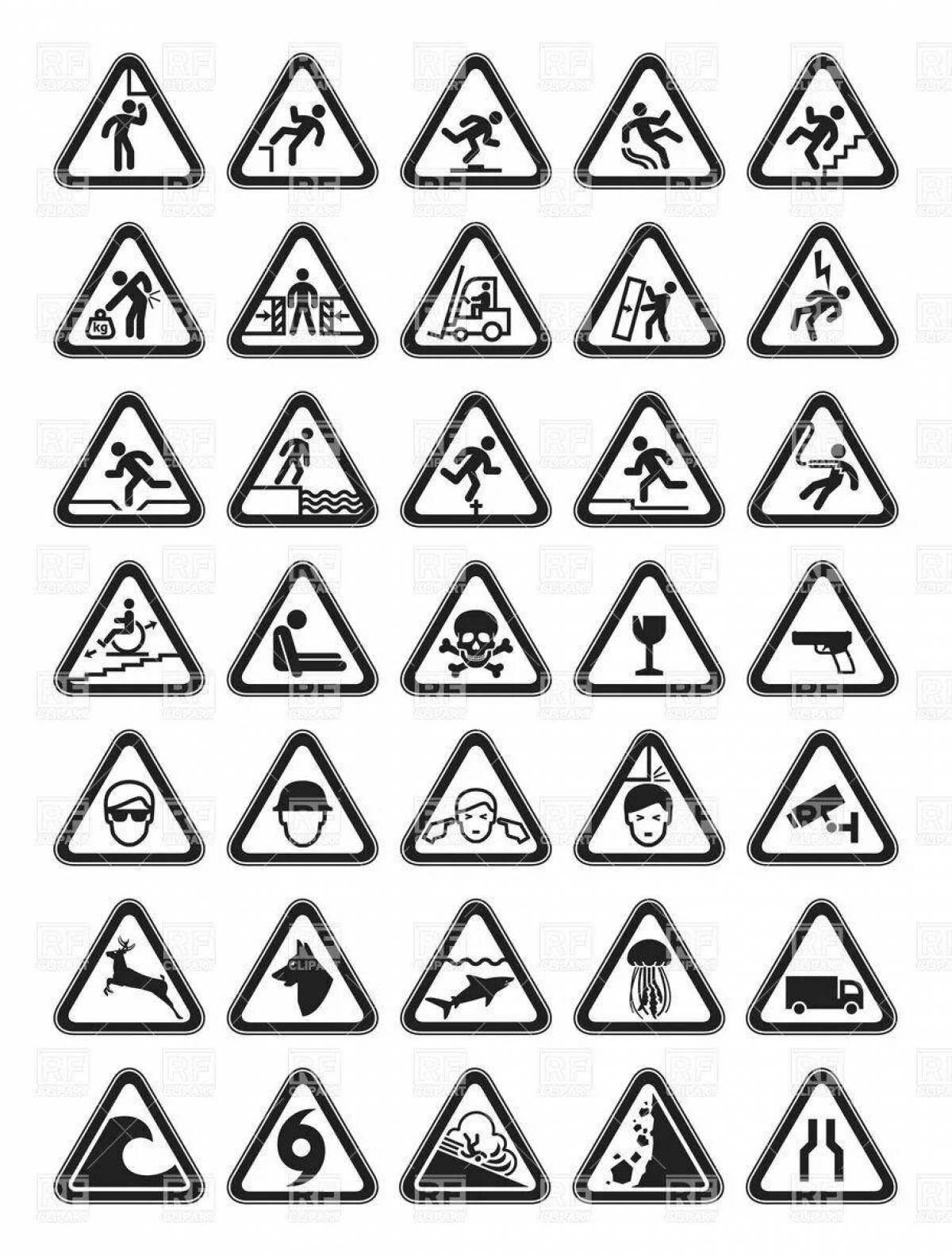 Веселые предупреждающие дорожные знаки для дошкольников