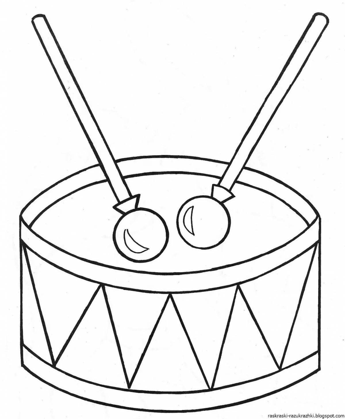 Colorful drum coloring book for 3-4 year olds