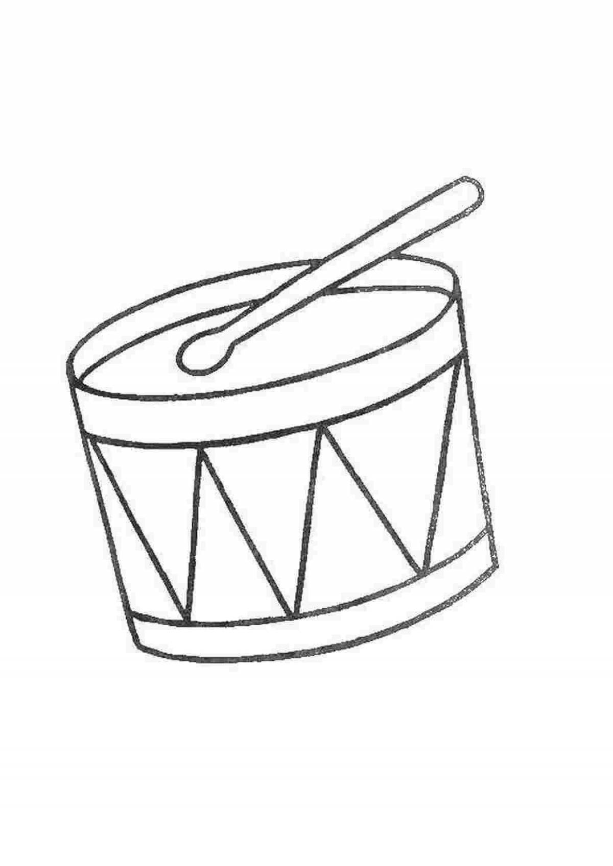 Fun coloring of drums for children 3-4 years old