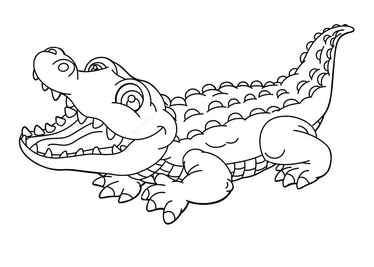 Красочная раскраска крокодил для детей 3-4 лет
