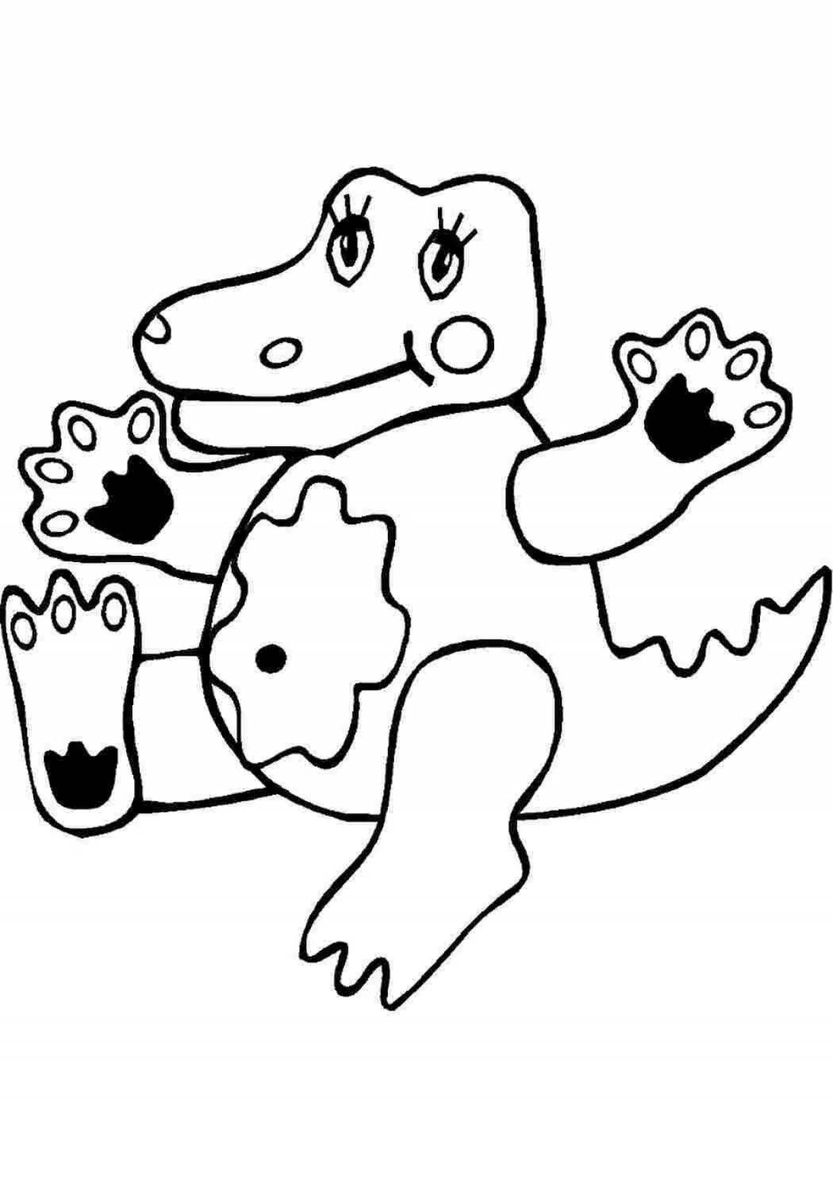 Яркая раскраска крокодил для детей 3-4 лет