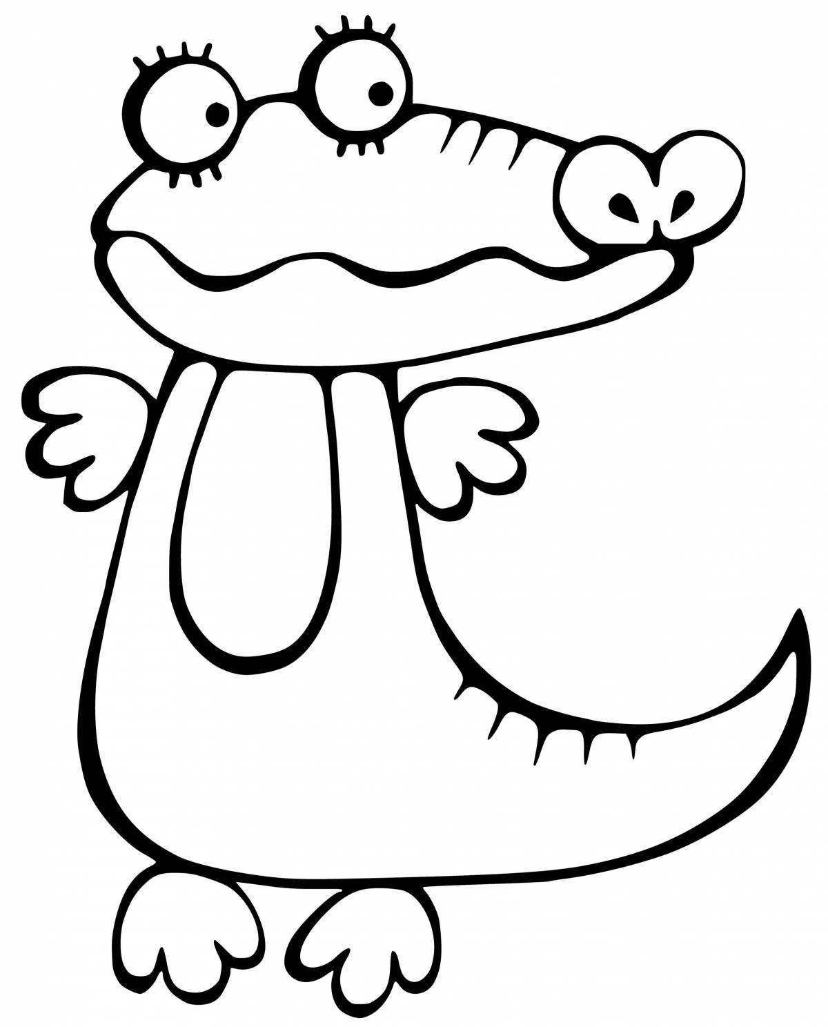 Coloring book cheerful crocodile for children 3-4 years old