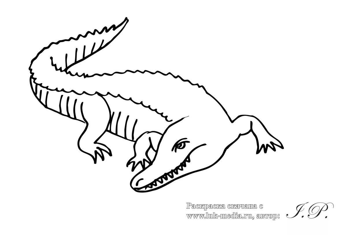 Развлекательная раскраска крокодил для детей 3-4 лет