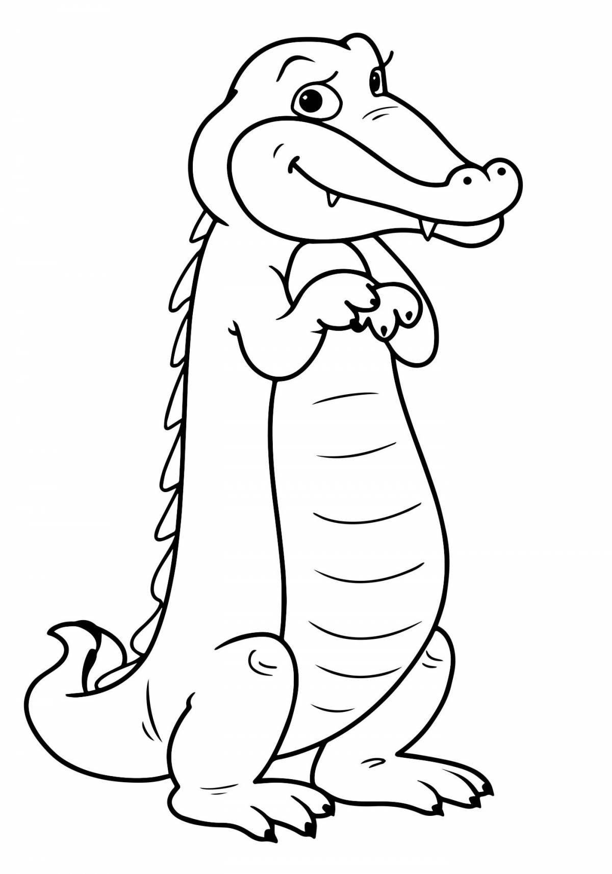Милый крокодил-раскраска для детей 3-4 лет