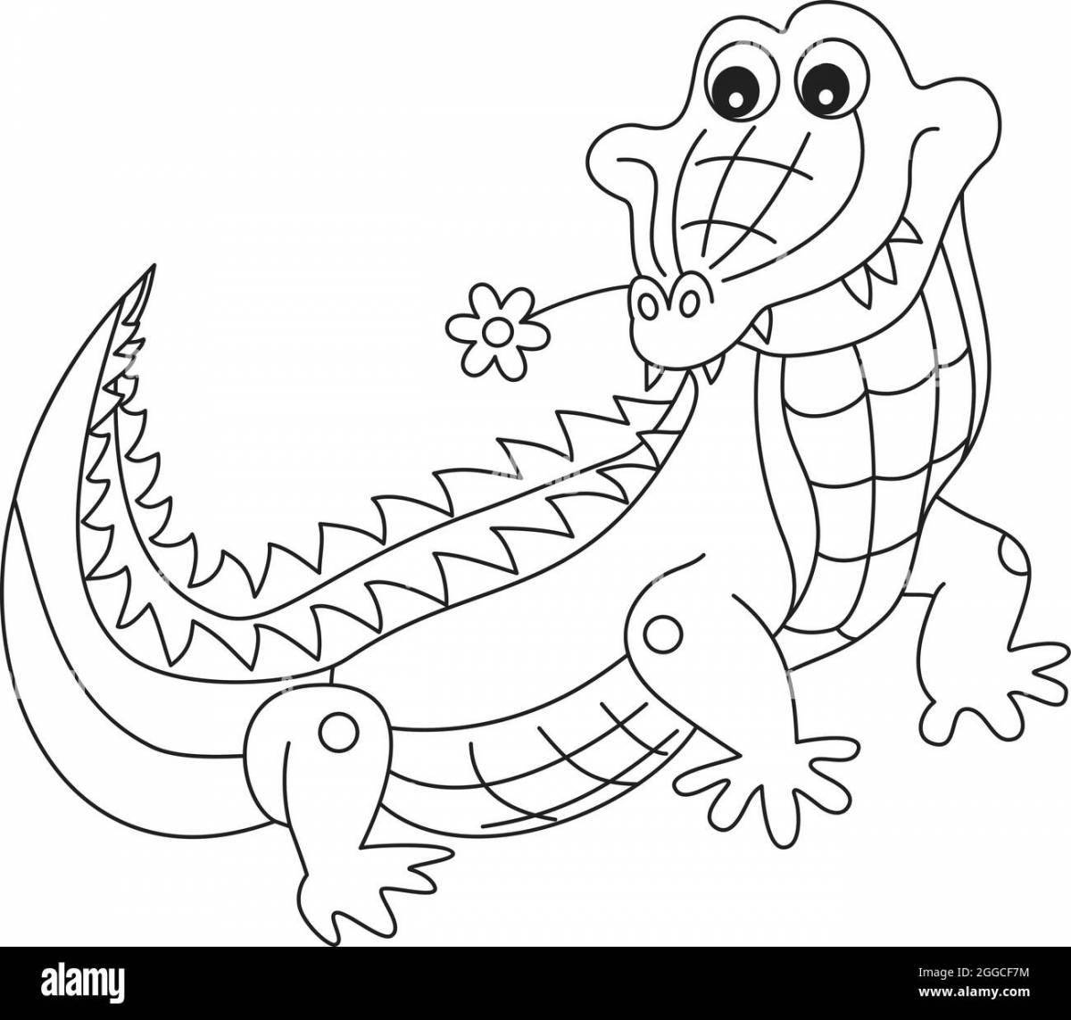 Милая раскраска крокодил для детей 3-4 лет