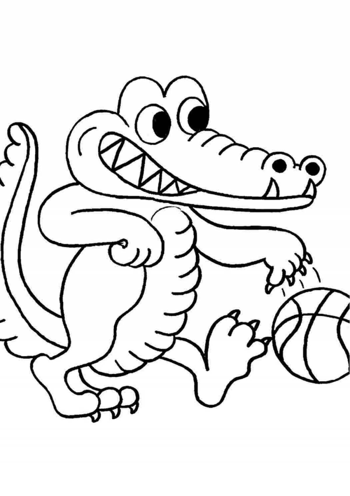 Творческая раскраска крокодила для детей 3-4 лет