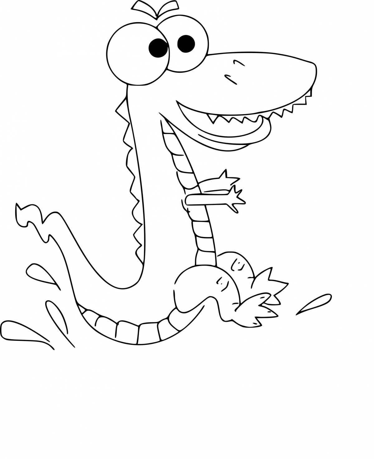 Забавная раскраска крокодил для детей 3-4 лет
