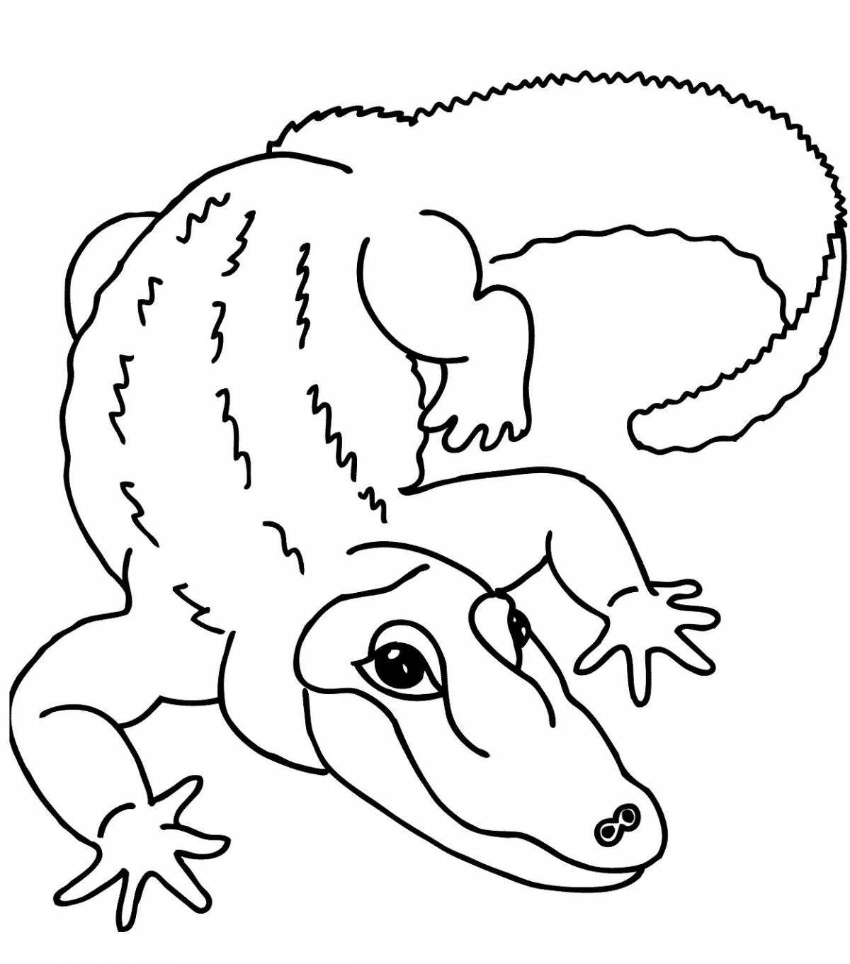 Юмористическая раскраска крокодил для детей 3-4 лет