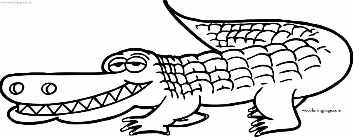 Colored explosive crocodile coloring book for 3-4 year olds