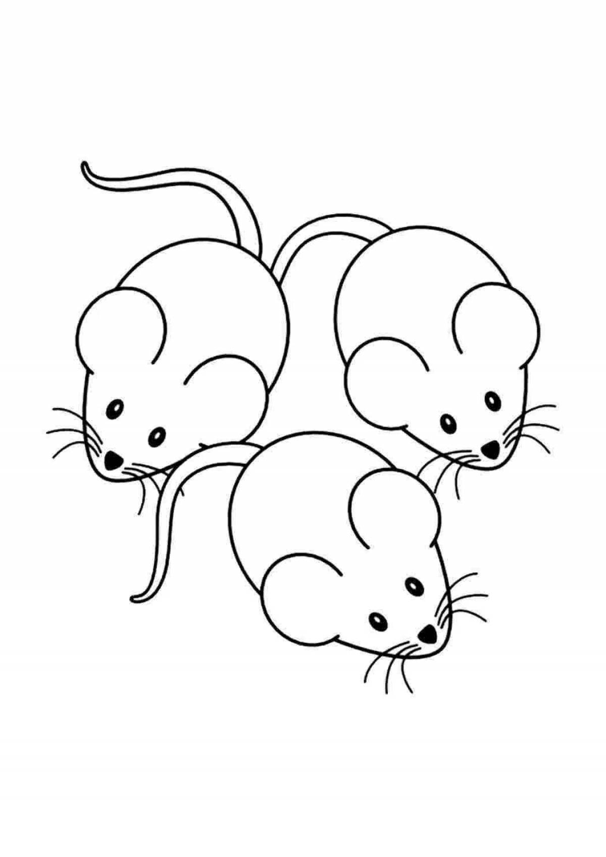 Красочная раскраска мышь для детей 2-3 лет