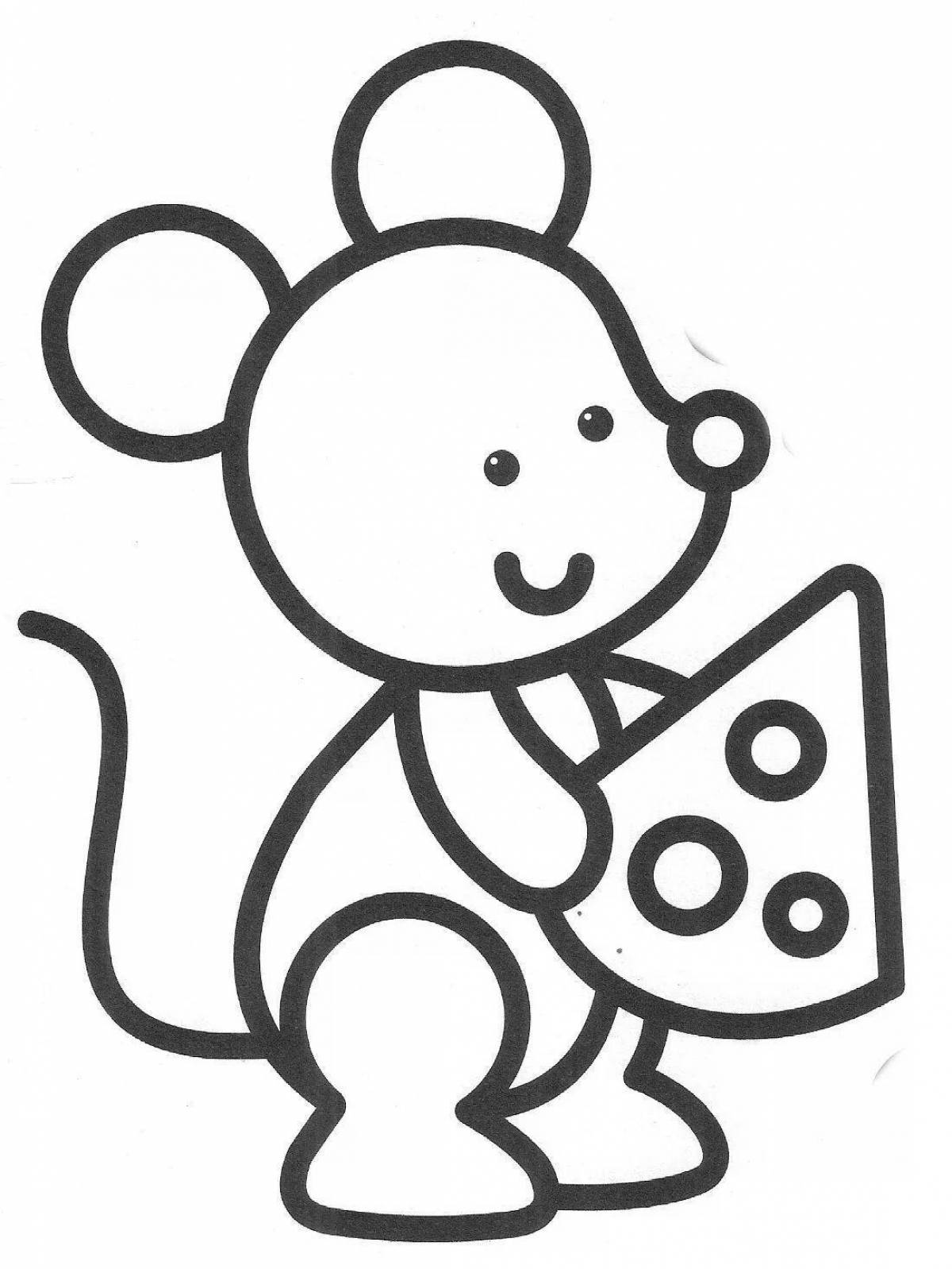 Photo Happy coloring page mouse for 2-3 year olds