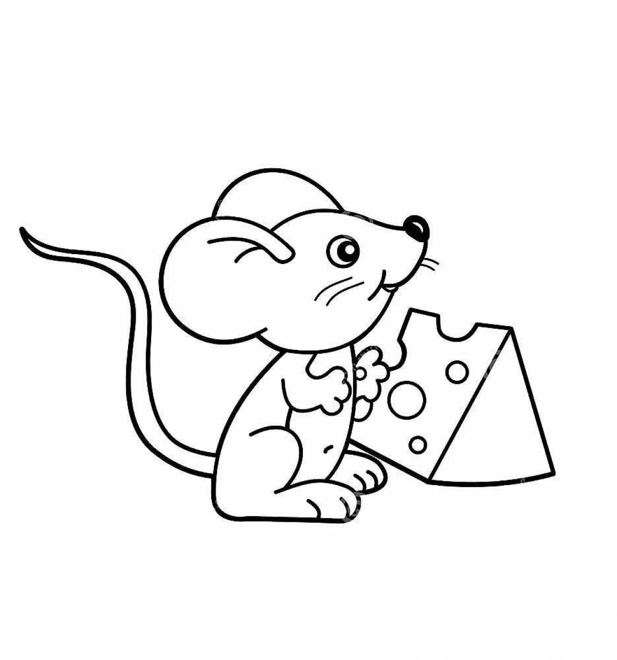 Радостная раскраска мышь для детей 2-3 лет