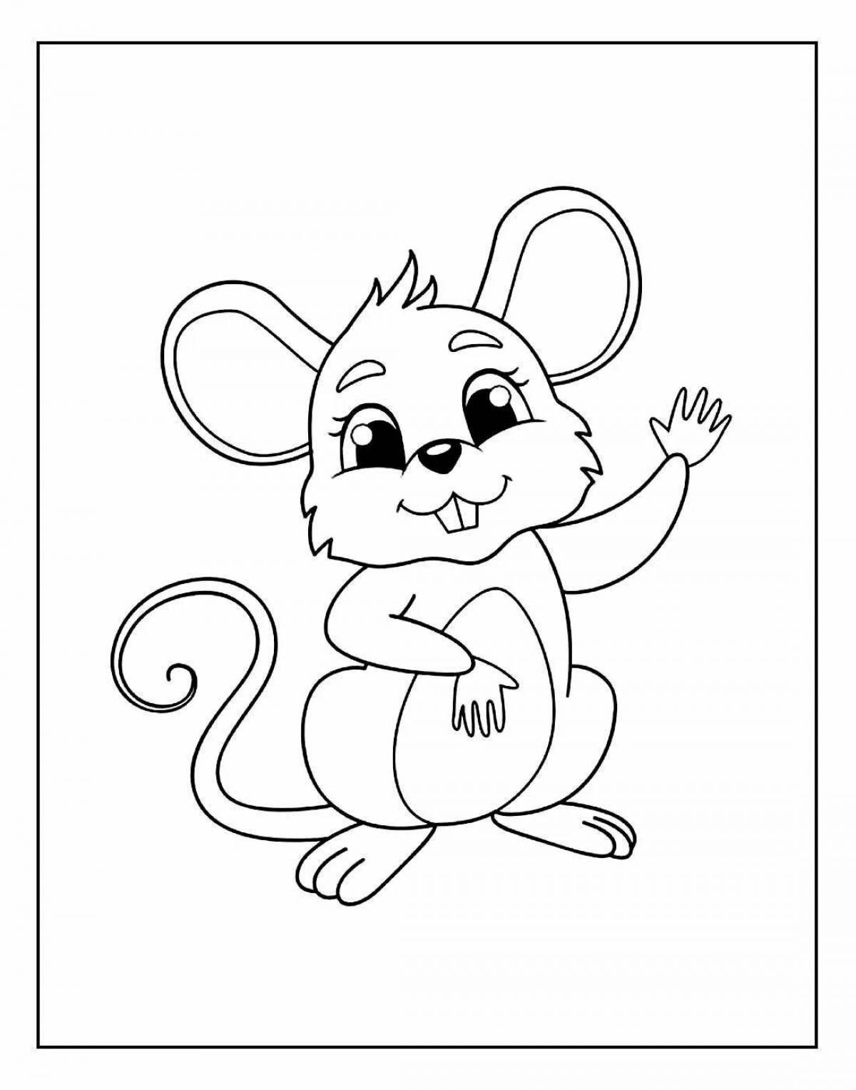 Классная раскраска мышь для детей 2-3 лет
