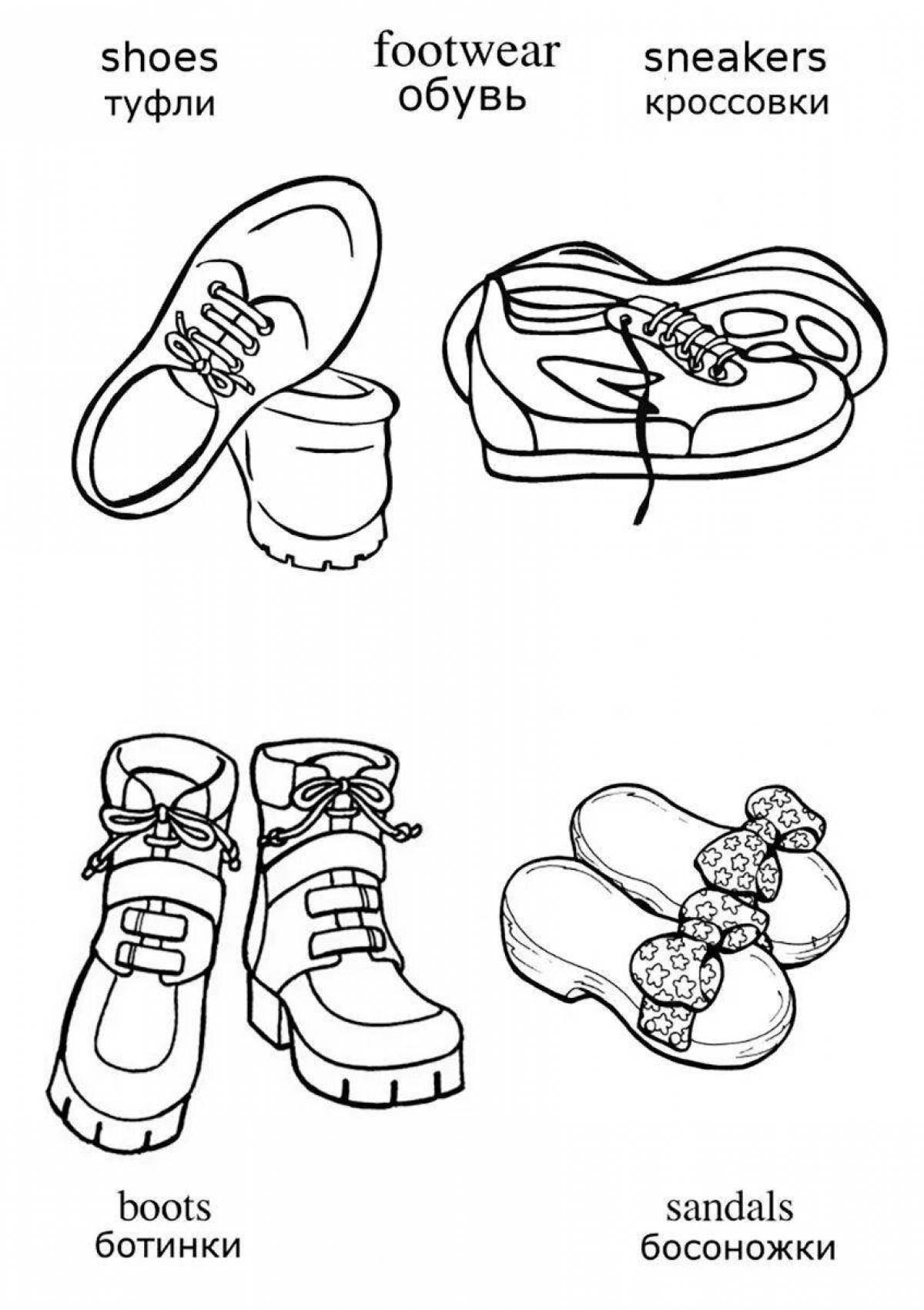 Coloring page funny shoes for children 2-3 years old