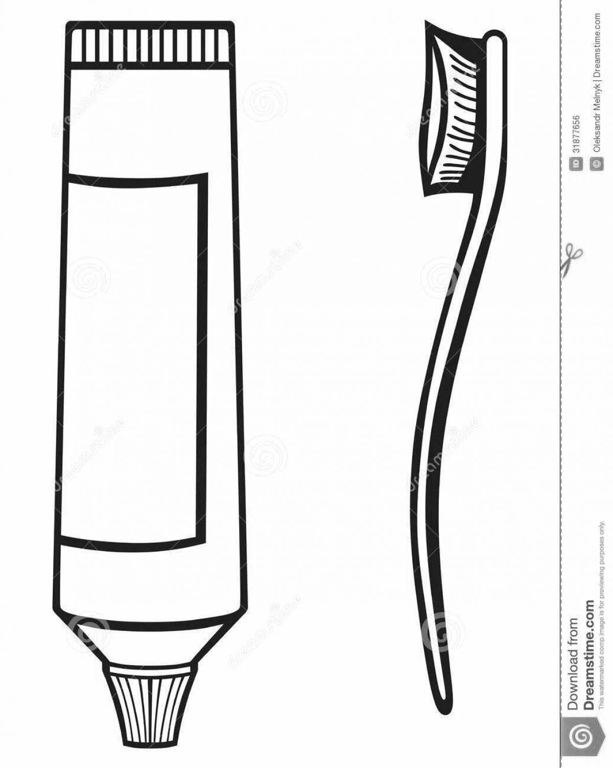 Fun toothbrush and toothpaste coloring page