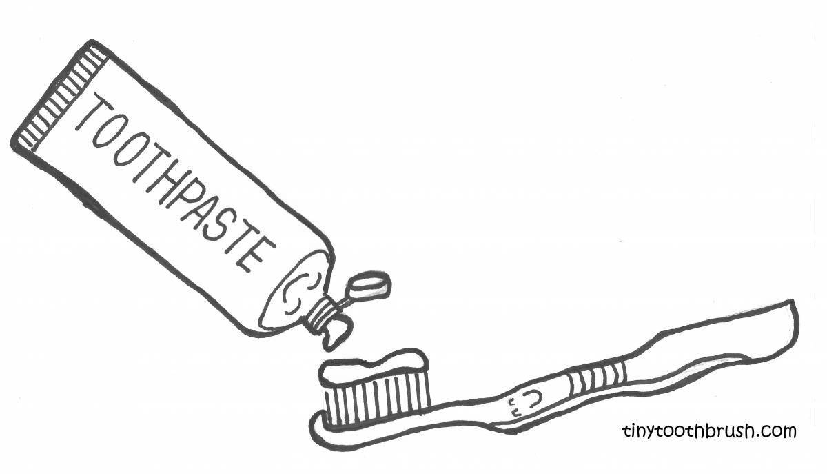 Exciting toothbrush and toothpaste coloring page