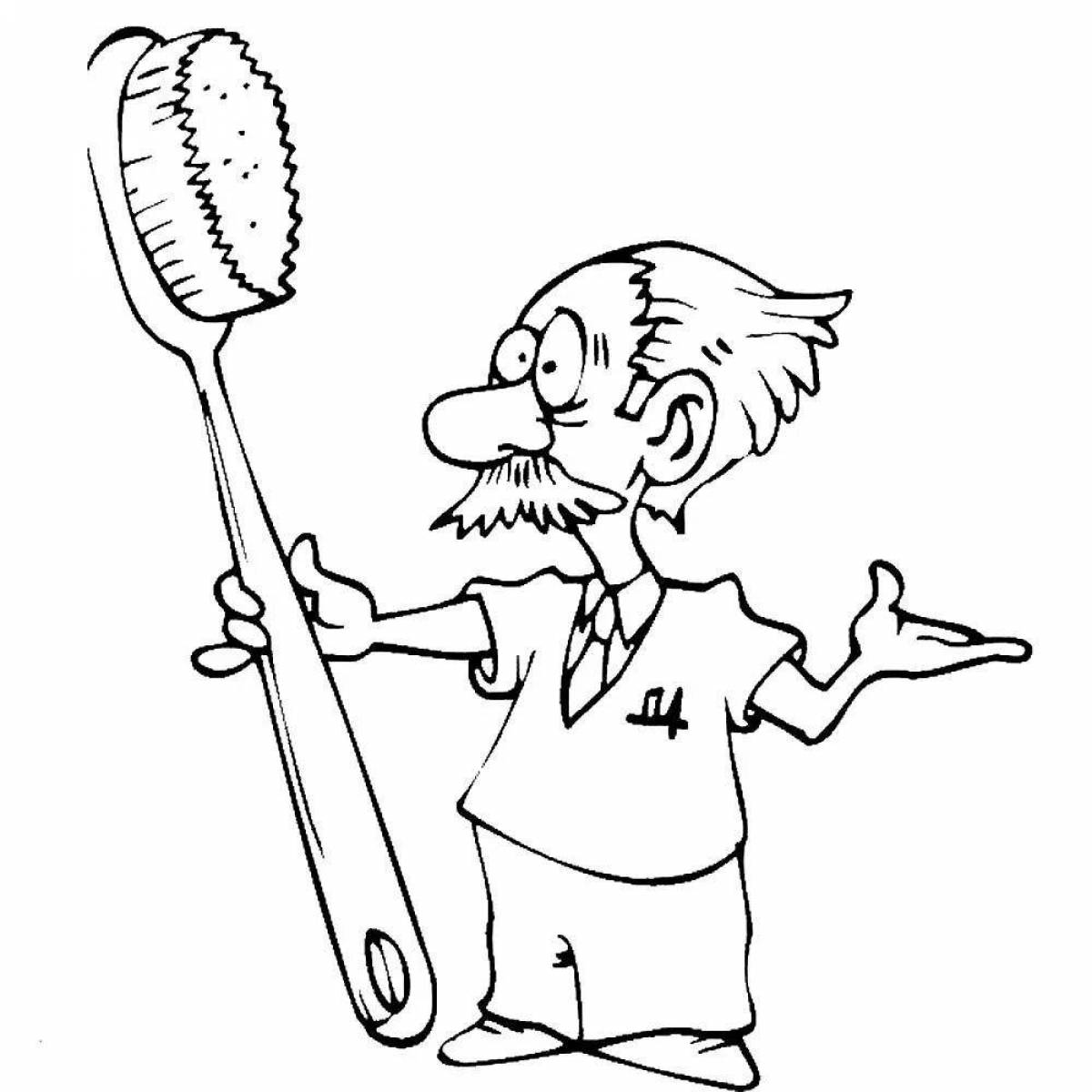 Toothbrush and toothpaste color-explosion coloring page