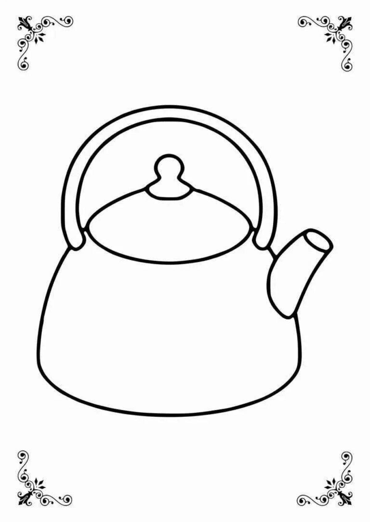 Adorable teapot coloring book for 2-3 year olds